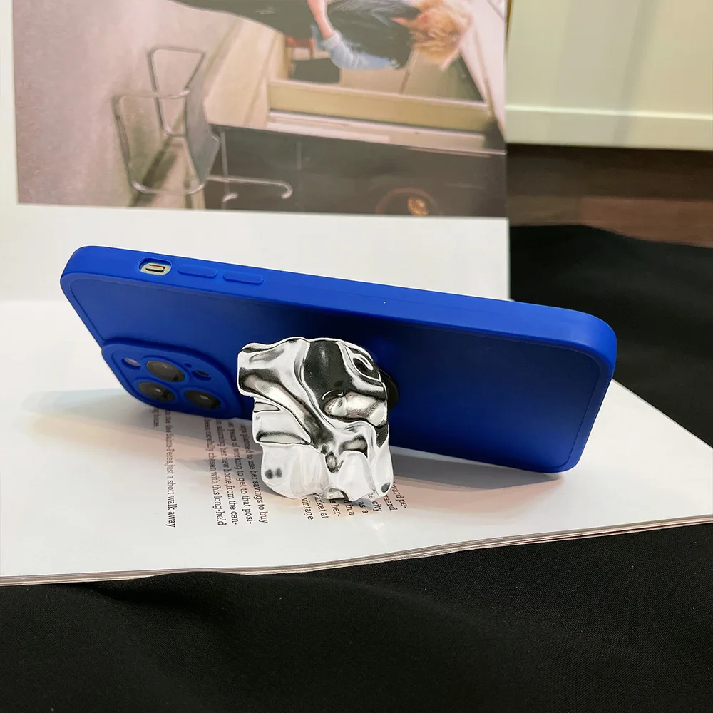 

Klein Blue Tinfoil Grip for iPhone 11 12 13 Mini Pro Max Case for iPhone Xs Max X XR XS 7 8 Plus SE 2020 Fashion Soft Cover