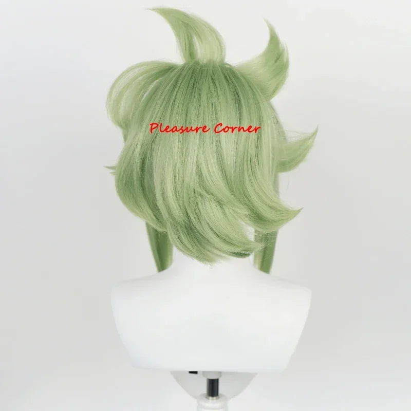 Парик для косплея Cookie Shinobu игра Genshin Impact светло-зеленый короткий с челкой