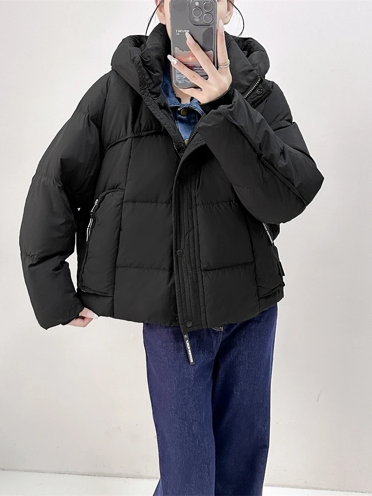 2024 новая зимняя женская куртка-пуховик с капюшоном утепленная короткая куртка на