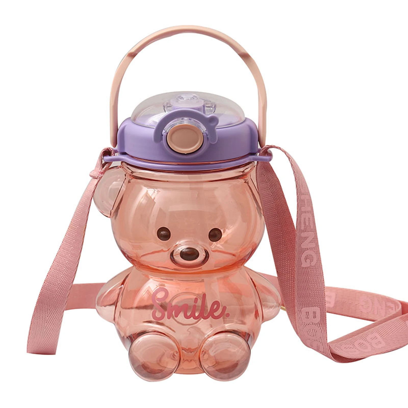 

Large Water Bottles With Straw Leakproof Kids Water Bottle With Straw And Detachable Strap Portable Cartoon Kids Water Bottle