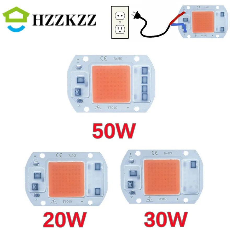 

220V 110V LED Grow COB Light Chip 50W 30W 20W Full Spectrum No need driver For Growth Flower Seedling Grow full spectrum