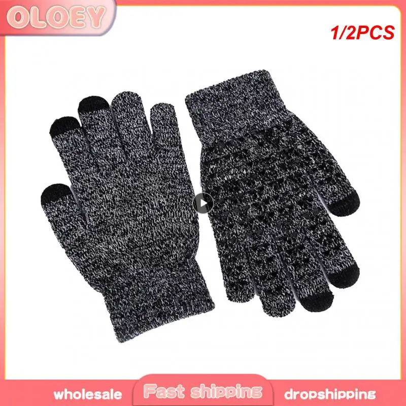 

1/2PCS Anti-slip Gloves Touchscreen Durable Knitted Gloves Warm Winter Gloves Touchscreen Gloves Snow Outdoor Gloves Outdoor