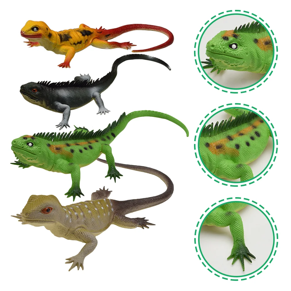 

4 Pcs Artificial Lizard Reptile Party Decorations Stretch Toys Stretchy Boys Prizes Simulation Kids Lizards Relax
