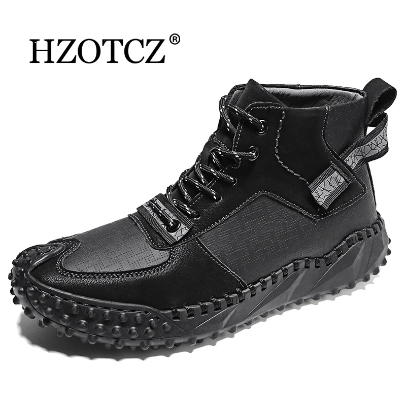 

Leather Men Boots Keep Warm Ankle boots Winter Shoes for Men Snow boots High Quality Men Work Safety boots