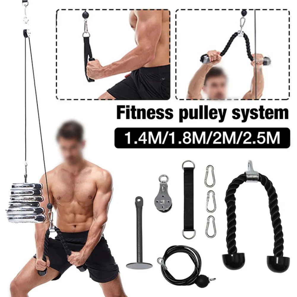 

Ttachment System Steel Lifting Hand Strength Fitness DIY Pulley Cable Machine Travel Portable Home Gym Silent Workout Equipment