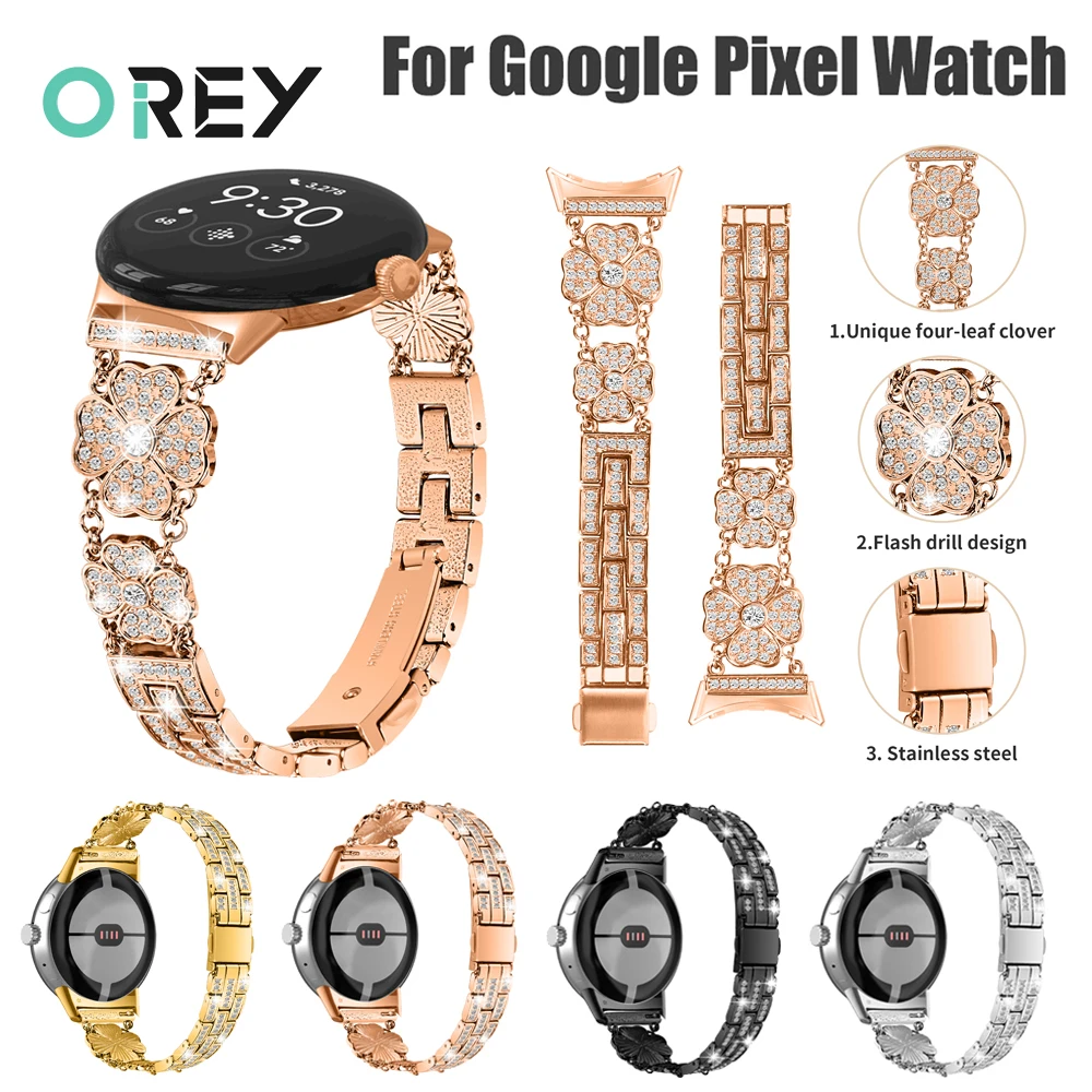 

Diamond Strap For Google Pixel Watch Bling Jewelry Band Women Bracelet Stainless Steel Metal ChainLink Wristband For Pixel Watch