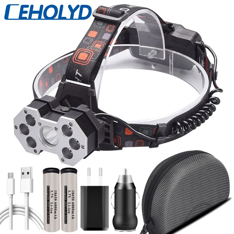 

Led Headlamp XM-L T6 Lantern 18650 Rechargeable Headlight Fishing Head Flashlight Lamp XP-G Q5 Bulbs Camping Hiking Waterproof