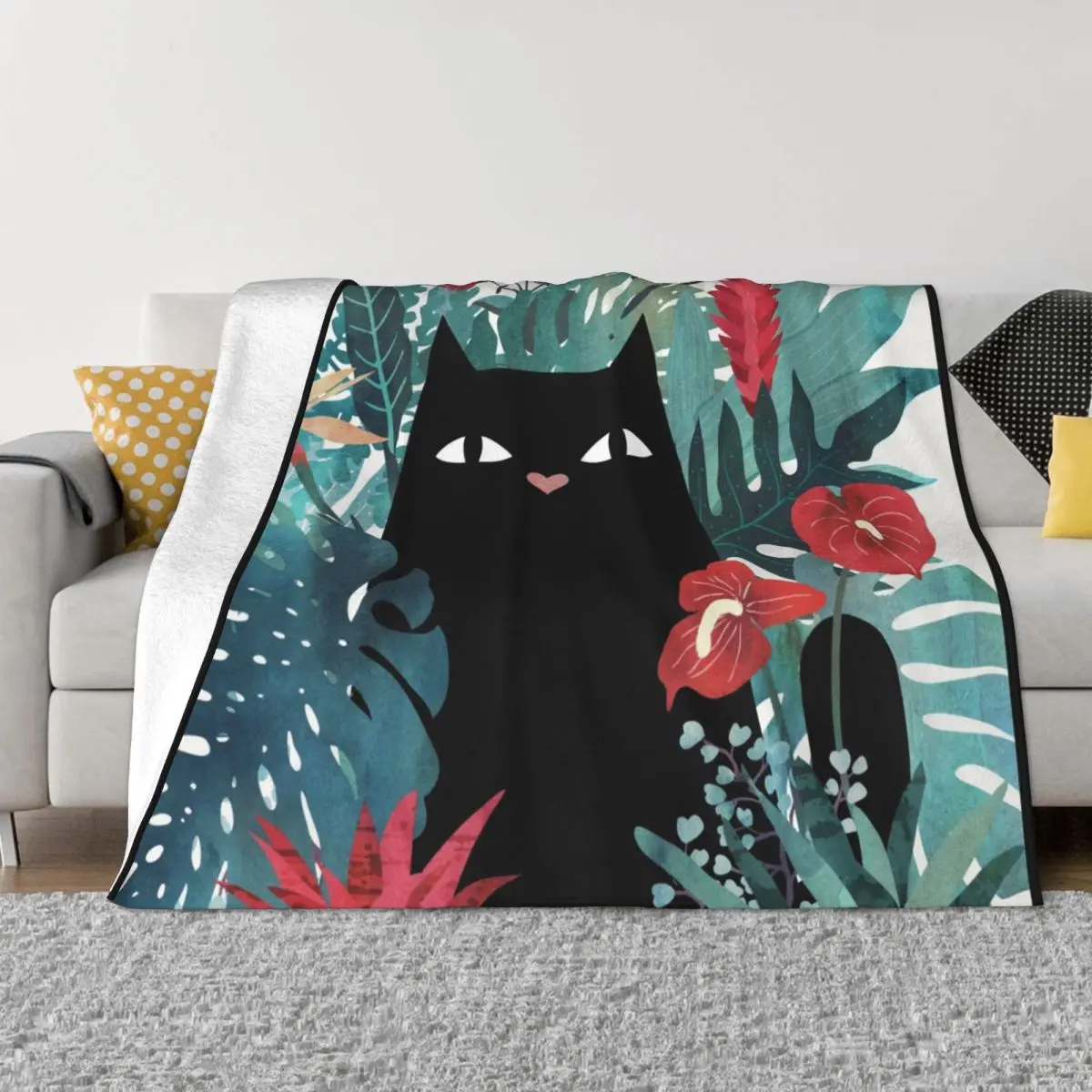 

Popoki Cat Blankets Coral Fleece Plush Print Animals Breathable Warm Throw Blanket for Sofa Car Bedding Throws