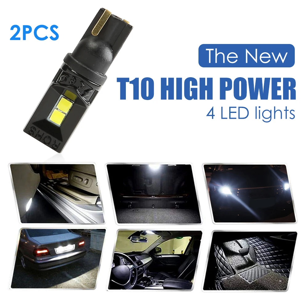 

2 светодиодный т., Автомобильные светодиодные лампы T10 4 3030SMD 6500K 12 В
