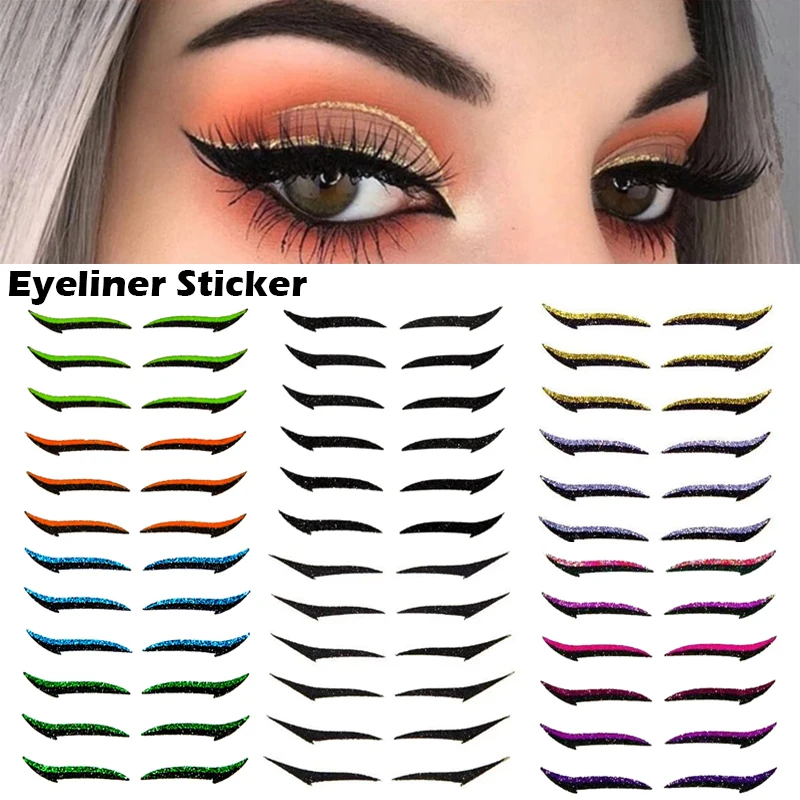 

6 Pairs Eyelid Line Sticker Reusable Glitter Eyeliner Stickers Waterproof Self Adhesive Eyeliner Double Eyelid Line Makeup Tools