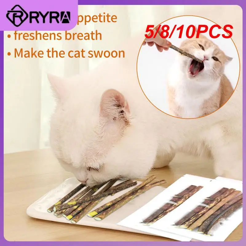 

5/8/10PCS Clean Teeth Cat Cleaning Teeth Healthy Cat Molar Stick No Additives Cat Snacks Sticks Improve Appetite