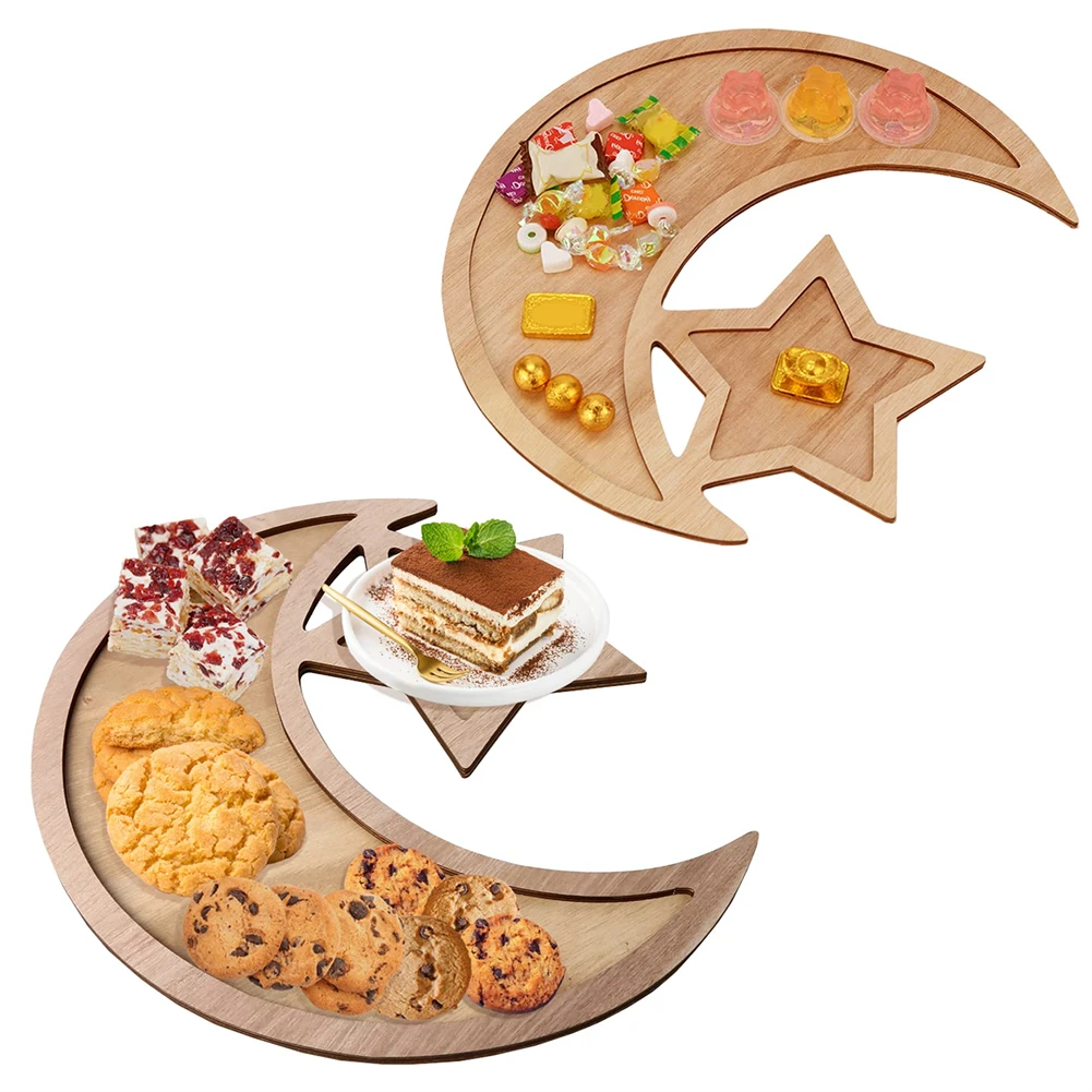 

Wooden Eid Mubarak Food Tray Ramadan Decoration Pastry Dessert Display Table Islam Muslim Party Supplies Ramadan Kareem Eid Gift