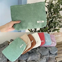 corduroy portable cosmetic bags women zipper makeup pouch retro simple wash cases female large storage toiletries organizer