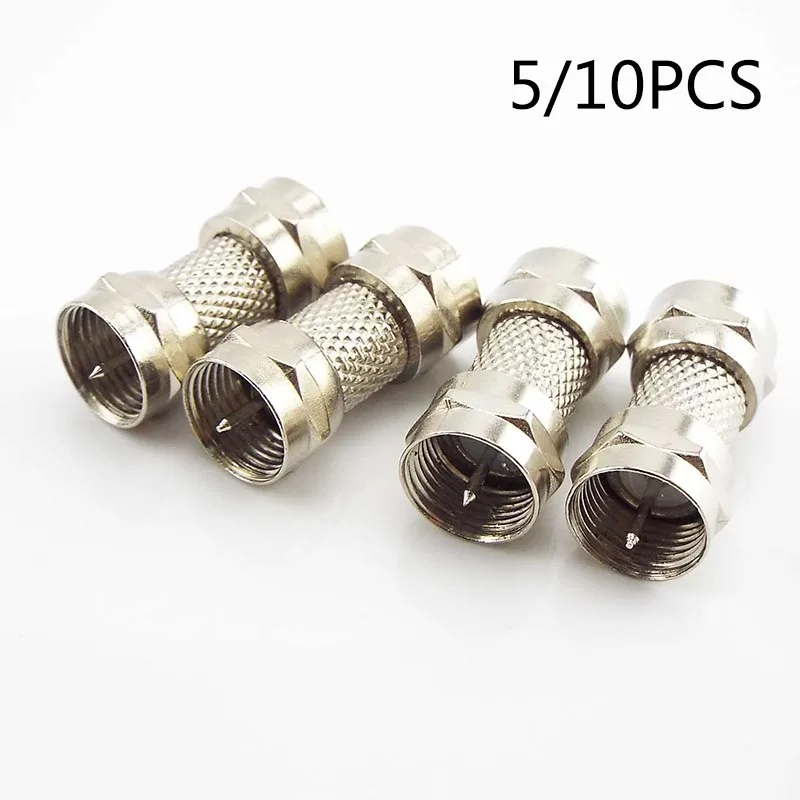 

5/10pcs Nickel-plated F Type Male Plug Connector Socket to RF Coax TV Aerial Female RF Adapters Silver Zinc Alloy Plug D4