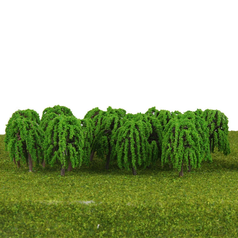 

3D Landscape Decoration Model Willow Trees Layout Train Railway 5.5cm Miniature Tree Artificial Scenery Plastic + Resin 25 Pcs