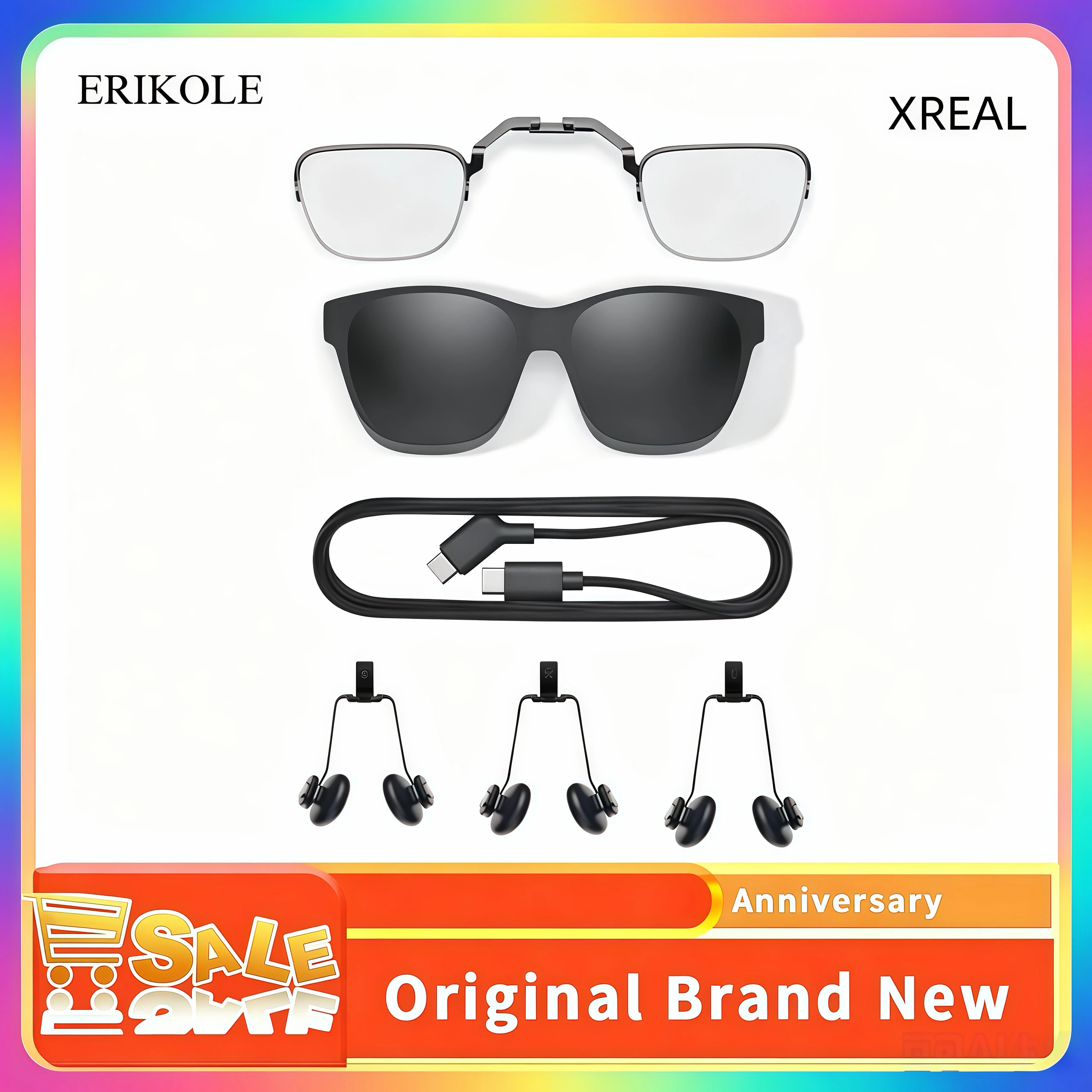 Фото Аксессуары для умных AR-очков XREAL Air/Air 2 Pro/Ultra/One: накладки на нос, кабель для передачи данных, оправа для очков с диоптриями, чехол для очков. №1