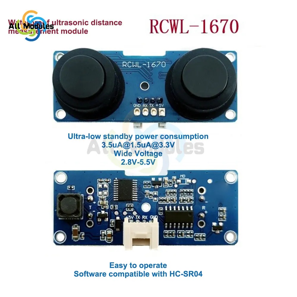

DC3-5V RCWL-1670 Ultrasonic Ranging Module Waterproof Transceiver Split HC-SR04 HC SR04 HCSR04 Distance Sensor For Arduino