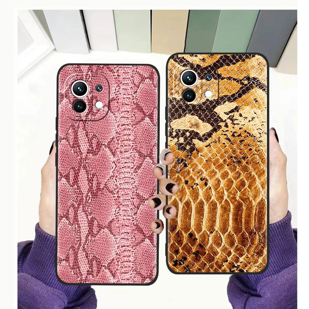 

Pink Leather Snake Phone Case For Xiaomi Poco X3 X4 NFC F3 M3 GT 11 Ultra 11X 11i Pro Plus 9T Note 10 10T Lite 5G Soft Cover TPU