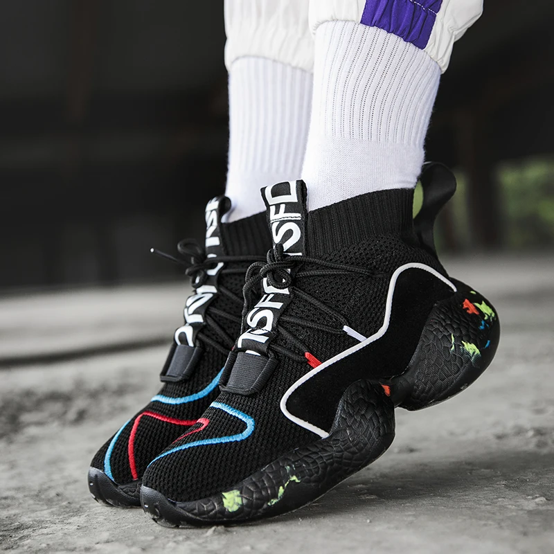 Men Running Shoes Lightweight Athletic Shoes Camo Socks Sneakers Breathable High Top Socks Boots Women Casual Footwear Plus Size