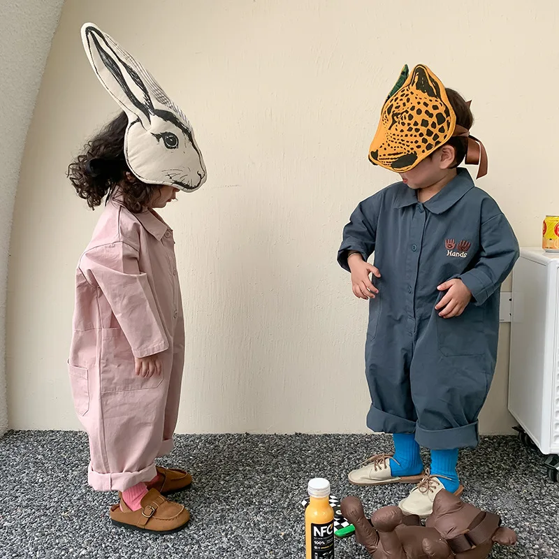 

Весенние детские свободные боди с вышивкой, Детские хлопковые повседневные комбинезоны с длинным рукавом