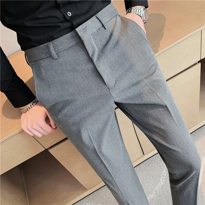 

High Quality Embroidery Business Dress Pants Men Slim Casual Trousers Fashion Office Social Suit Pants Pantalon Homme Classique