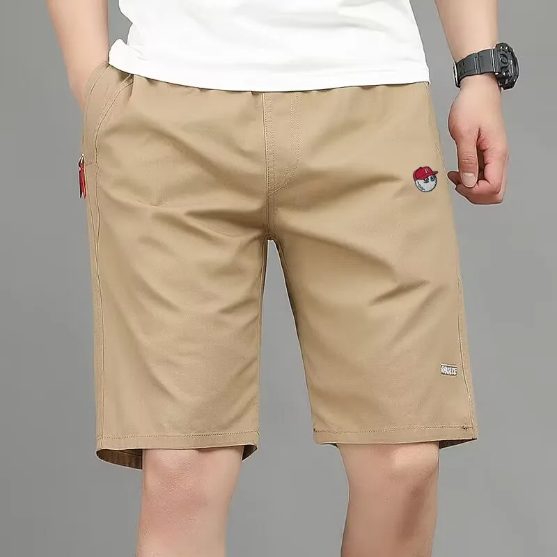 Embroidered Cotton Shorts Men's 2023 Summer Golf Medium Pants Loose Casual Straight Trend Outside To Wear Nickel Pants