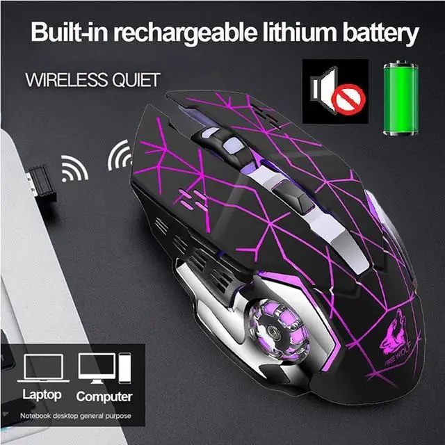 

Rechargeable Wireless Silent LED Backlit Gaming Mouse USB Optical Mouse for PC