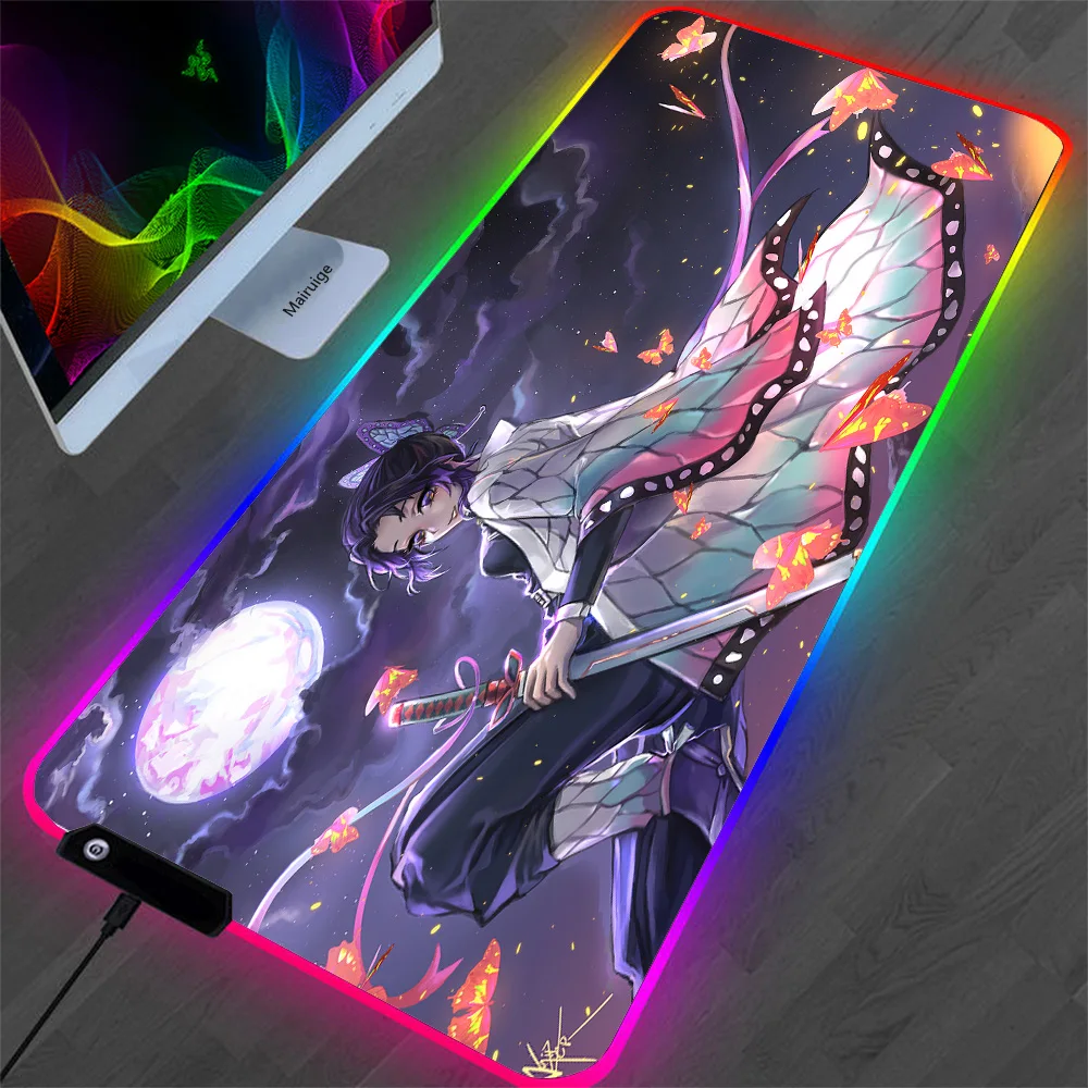 

Kimetsu No Yaiba Mousepad RGB Large Gaming Mouse Pad Computer XXL Mouse Carpet Big Mause Pad PC Desk Play Mat Japanese Mat