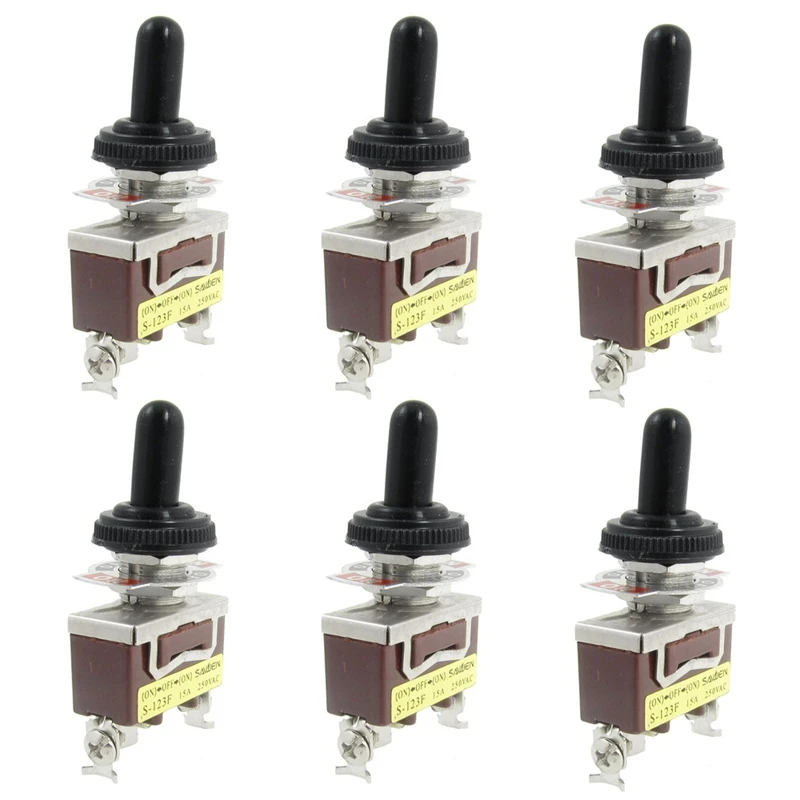 

6X AC 250V 15A Momentary SPDT Toggle Switch With Waterproof Boot