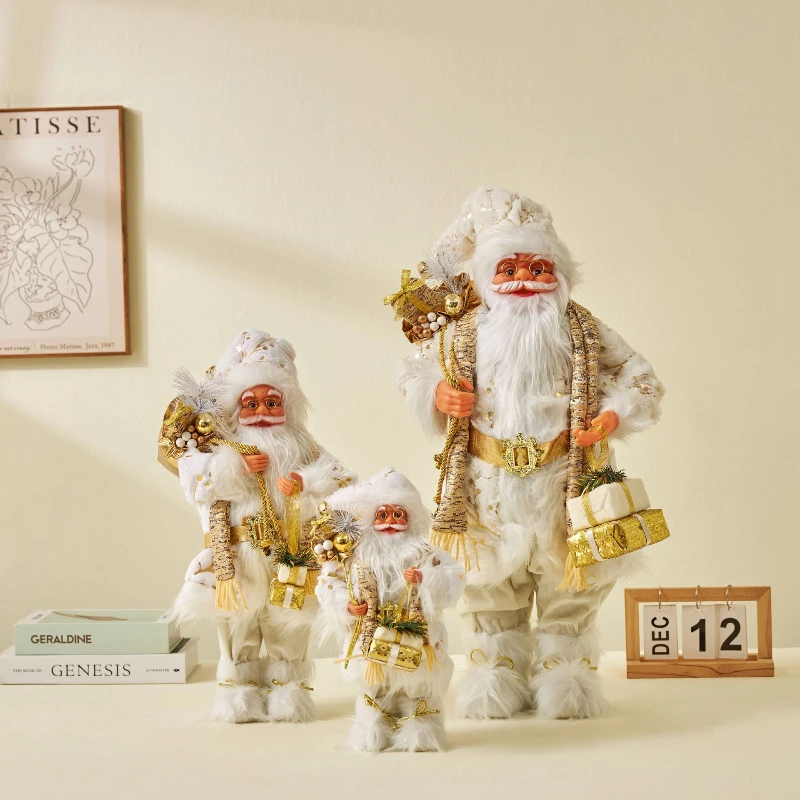 2023 Santa Claus Doll Gold Robe Old Men Christmas Decoration New Year Shopping Mall Window Ornaments Gifts 30/45/60CM
