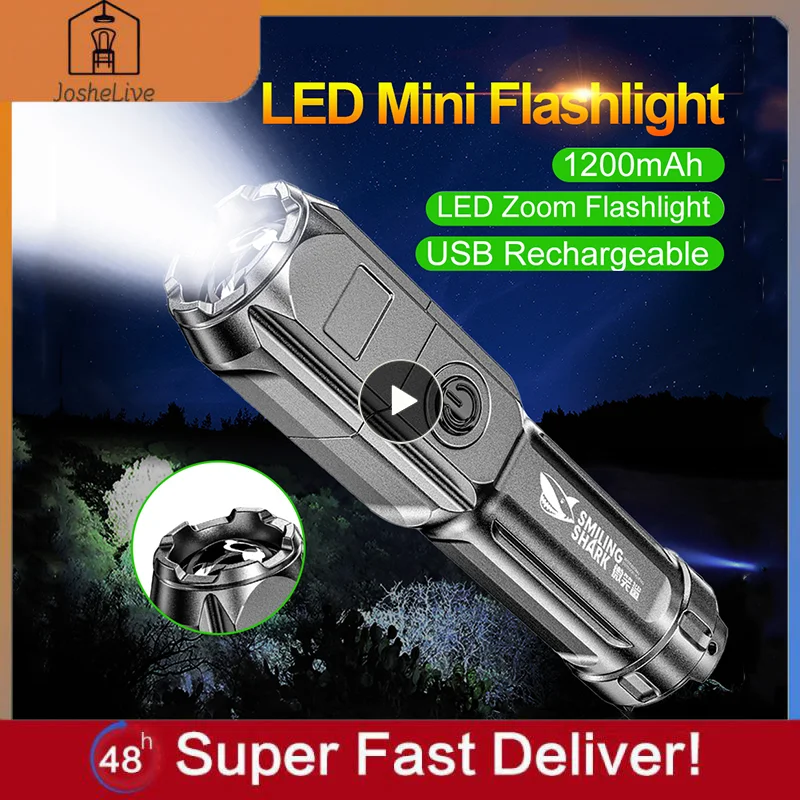 

Ultra Bright Flashlight ABS Strong Light Focusing Led Flash Light Rechargeable Zoom Xenon Forces Outdoor Multi-function Torch