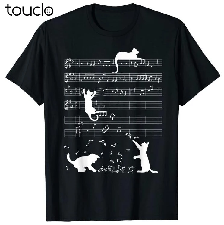 

Cute Cat Kitty Playing Music Clef Piano Musician Art T-Shirt unisex