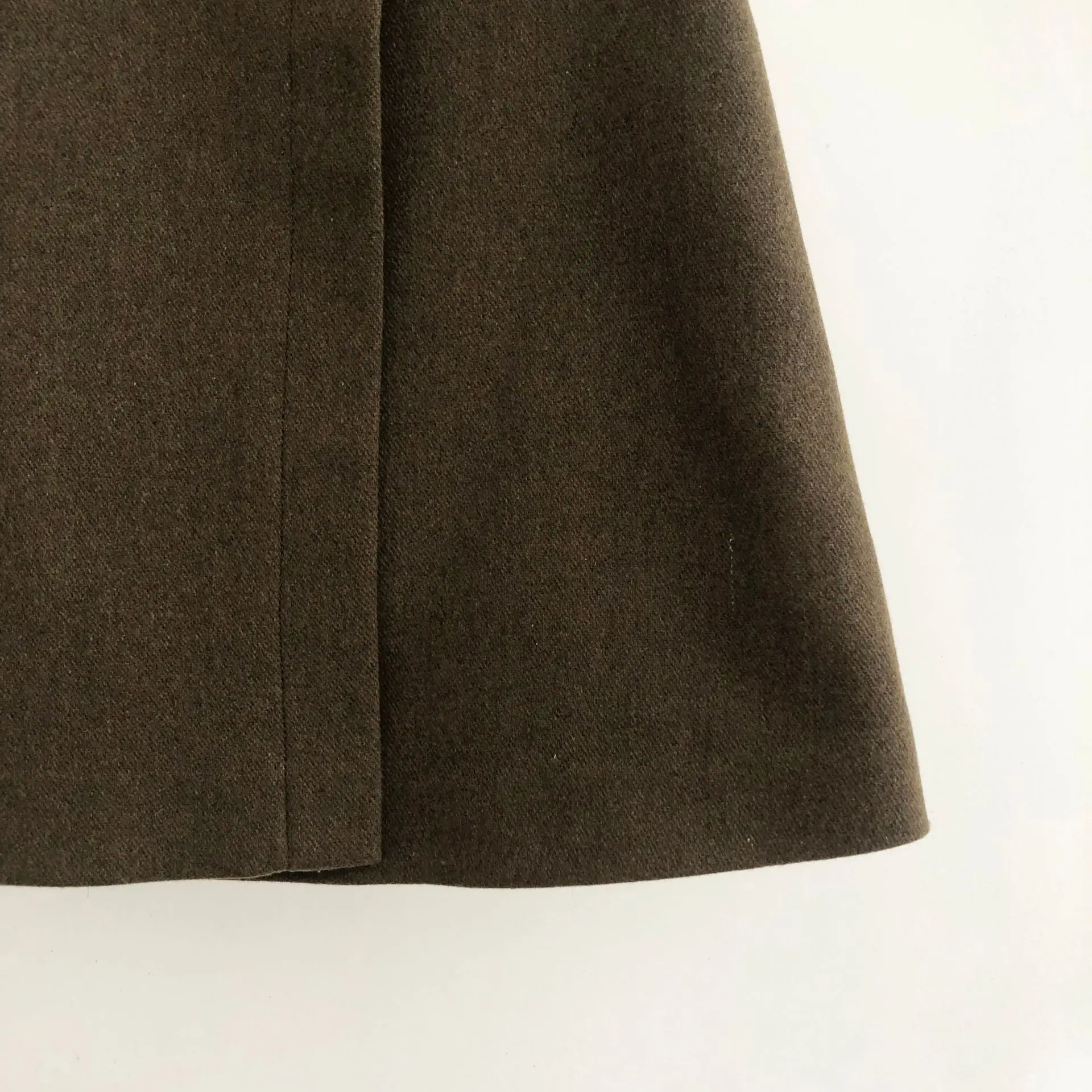 

Women Solid Color Single Button Splid Empire Mini Vintage Autumn Winter Skirt