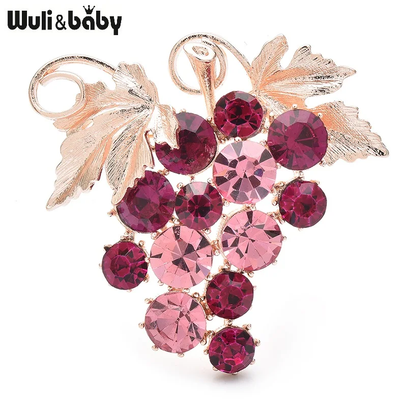 Фото Wuli&baby вкусные красивые виноградные броши, булавки для женщин, унисекс, 2 цвета, стразы, цветы, растения, вечерние, офисные, броши, булавки, подарки №1