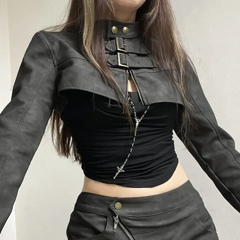 Куртка из искусственной кожи женская осенне-весенняя куртка с