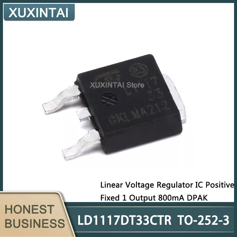 

20Pcs/Lot New Original LD1117DT33CTR LD1117DT33 Linear Voltage Regulator IC Positive Fixed 1 Output 800mA DPAK