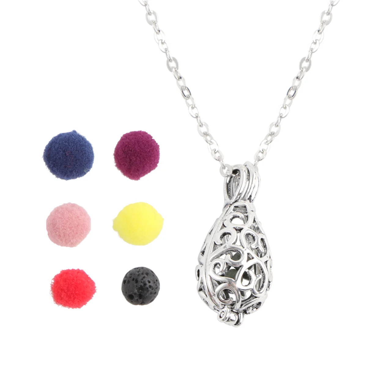 

-shape Pendant， Creative Neck Chain Car Diffusers Essential Oils Clavicle Pelelith Necklace Hollowed-out Miss