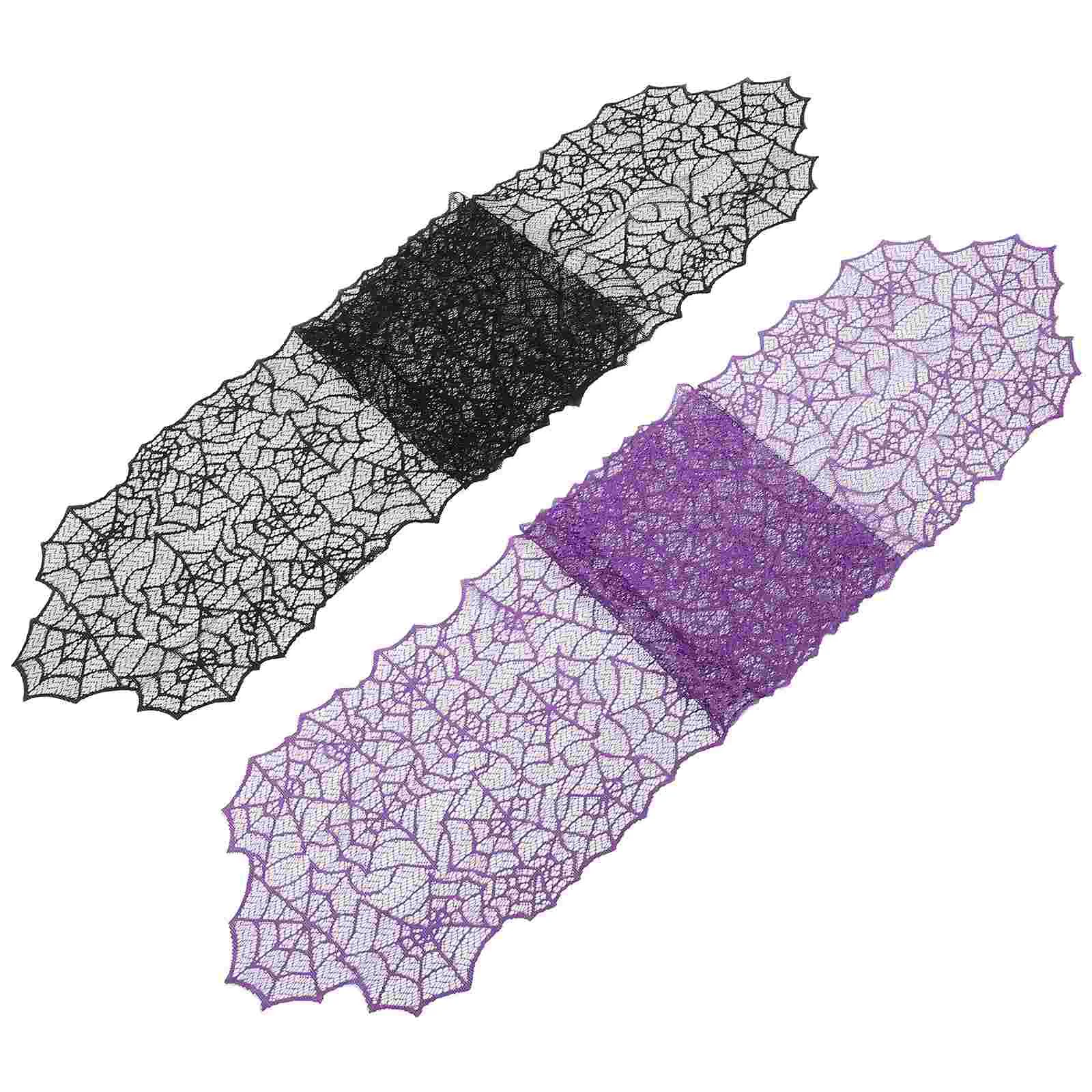 na Halloween 2-częściowy bieżnik stół Świąteczne flagi obrusy Dzianinowe dekoracje koronkowe Kominek