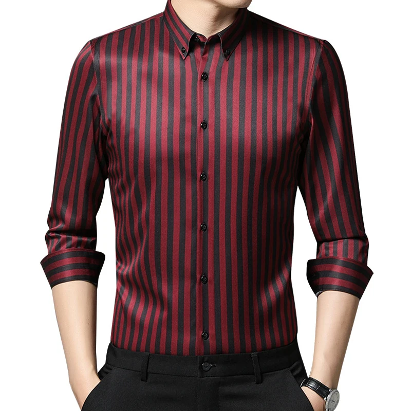 Hot! Men's Casual Long-Sleeved Shirts/Male Slim Fit Casual Solid Business Dress Shirt Formal Tops Brand Luxury Stretch Clothing 3 Hot! Men's Casual Long-Sleeved Shirts/Male Slim Fit Casual Solid Business Dress Shirt Formal Tops Brand Luxury Stretch Clothing 3