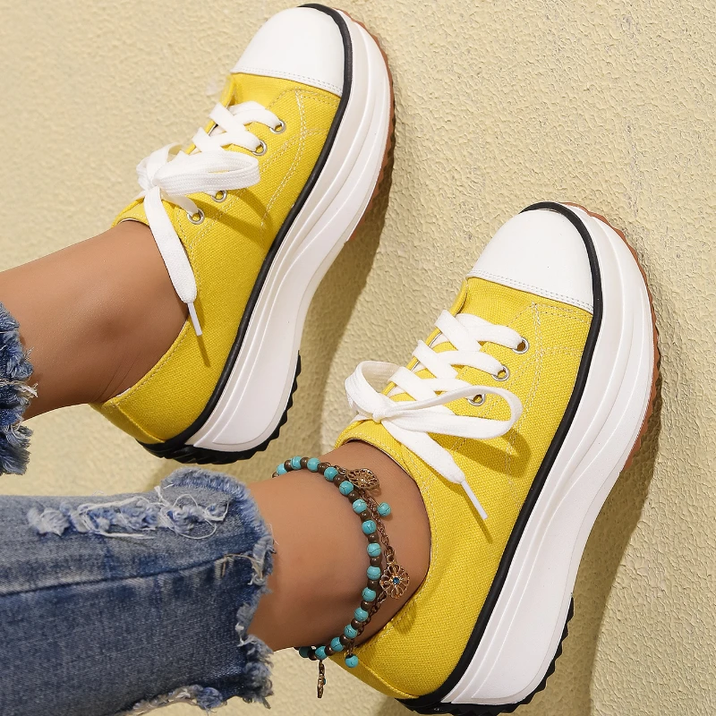 

2023 New Women's Shoes Fashion Women's Sneakers Women Platform Canvas Shoes Skateboarding Women Lace-Up Classic Ladies Shoes