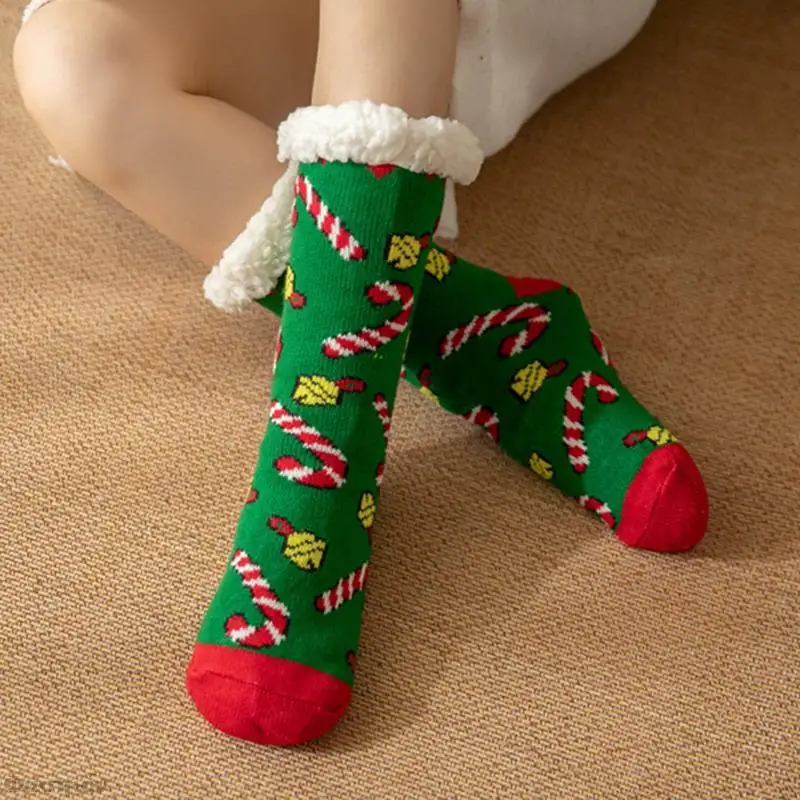 

Thicken Plus Cotton Socks Women Sleep Warm Non-Slip Stocking Cute Xmas Gift Kawaii Home Floor Room Sock Christmas Socks Winter