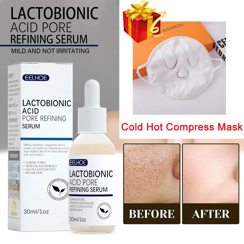 

Lactobionic Acid Pore Shrink Face Serum Hyaluronic Acid Moisturizing Nourish Smooth Pores Repair Essence Firm Korean Cosmetics