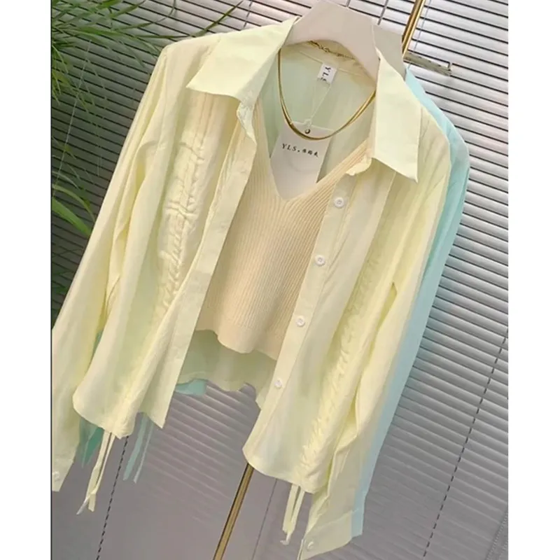 Блузка женская короткая Солнцезащитная свободная с длинным рукавом 2658