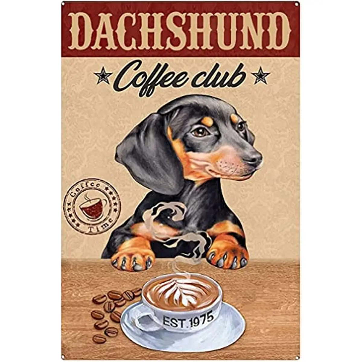 

Tin Signs Vintage Bathroom Funny Signs Lovers Dachshund Dog Signs, Love Coffee Art Decor farmhouse decor room decoration
