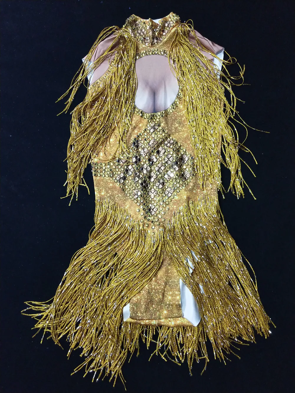 Блестящее боди с бахромой женский ночной клуб одежда для сцены блестящий