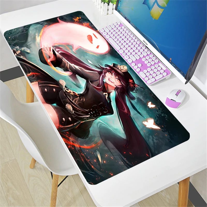 

Коврик для клавиатуры, игровой коврик для мыши Genshin, ударопрочные аксессуары для компьютерного стола, крутые коврики для мыши 900x400 с аниме, П...
