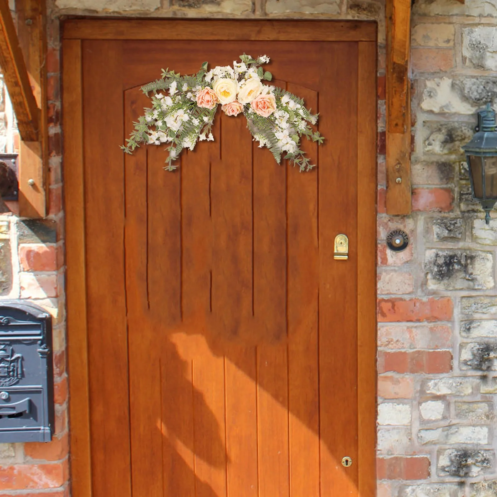 

Имитация двери камелии Lintel Шелковый цветок зеленое растение украшение для дома Весенняя подвеска венок оконные присоски