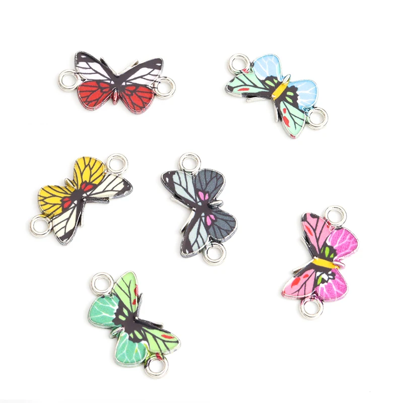 10 шт. забавные красочные эмалевые разъемы в форме бабочки трендовые печатные