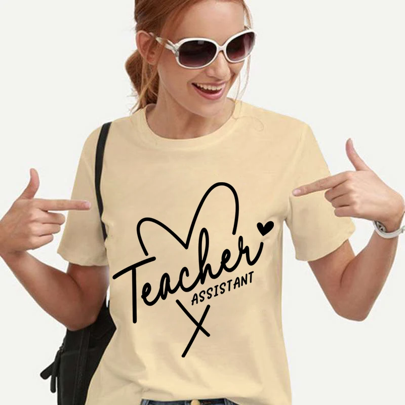 

Teacher Assistant Women Tshirt Flora Co Studio Y2k Top Summer Letter Print Women T Shirt 2023 Short Sleeve Retro Women Clothing