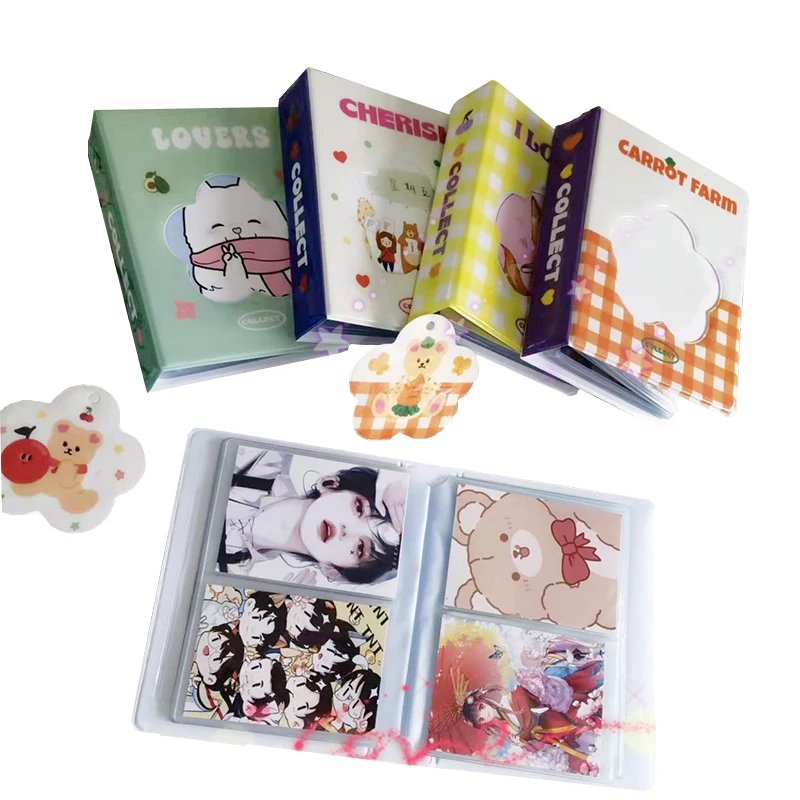 

New 2022 3 Inch Postcards Collection Book Lovely Heart Bear Idol Album 20pcs PP Sleeves Bag Polaroid Photo Album Card Organizer